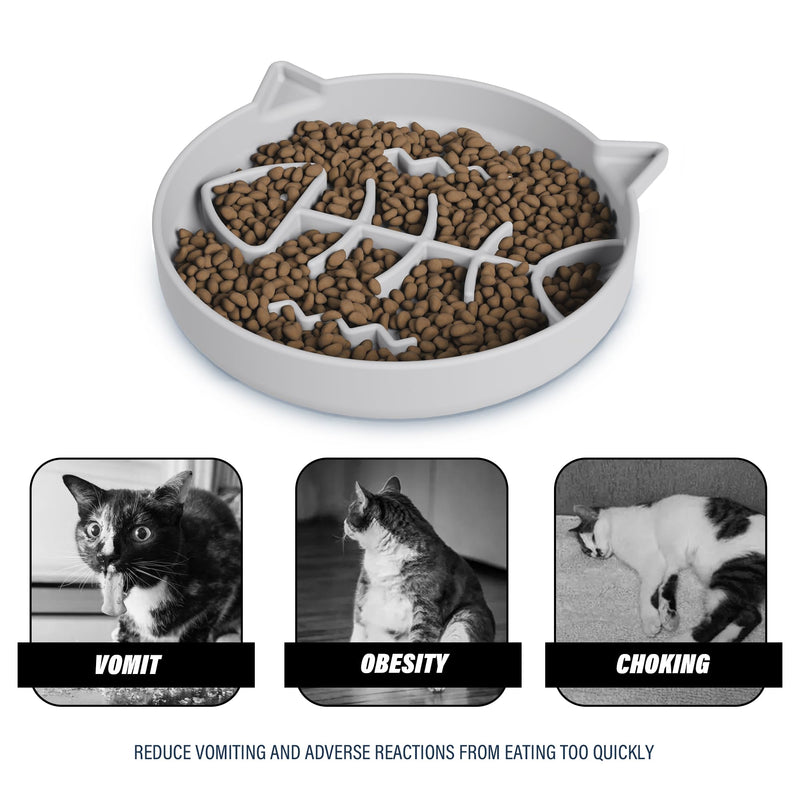 Silicone Cat Slow Feeder,Slow Feeder Cat Bowl Wet Food with Suction Cups，Puzzle Feeder Cat,Cat Interactive Toys,Effectively Reduce Overeating in Kitty (Gray, 1 Cup) Gray - PawsPlanet Australia