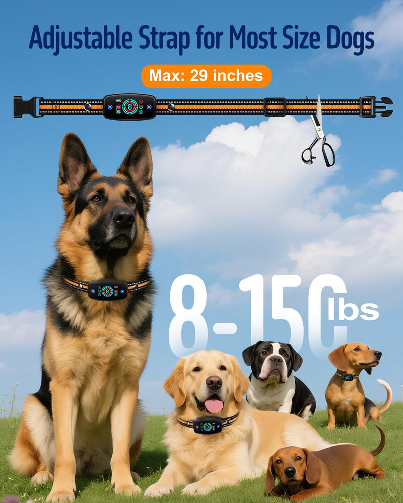 Dog Bark Collar for Large Medium Small Dogs, Rechargeable Smart Bark Control Collars, Automatic Anti Barking Training Collar with 5 Adjustable Sensitivity Beep, Vibration, Shock Modes - PawsPlanet Australia