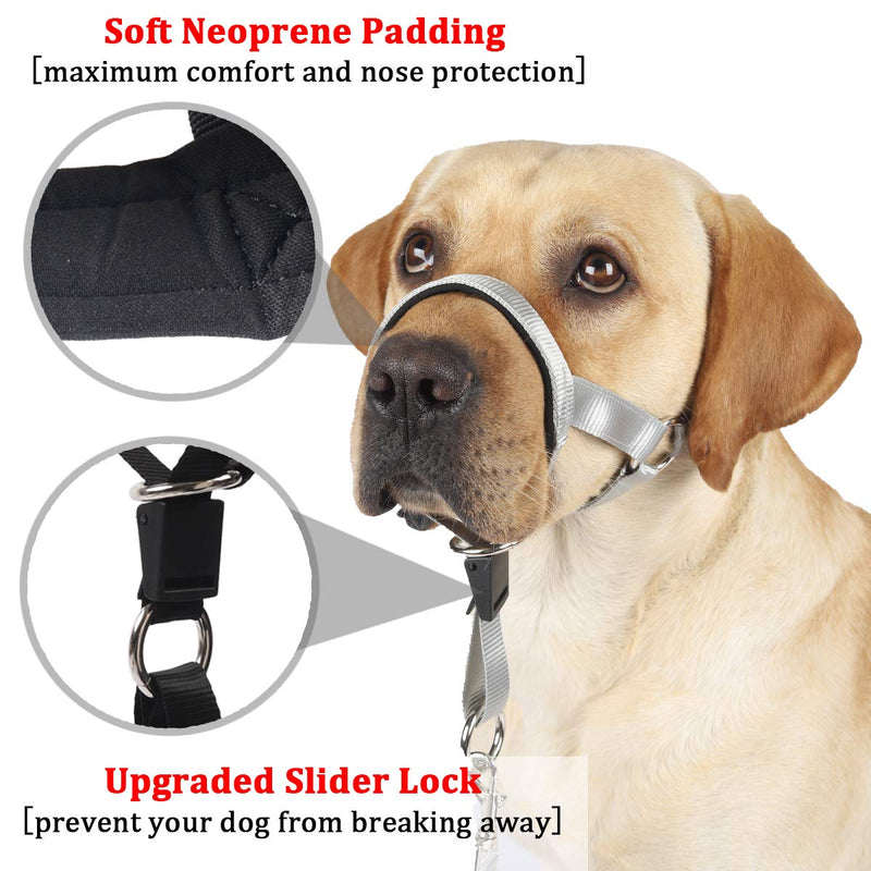 BARKLESS Head Collar with Safety Link, Soft Padded Halter to Prevent Dog Pulling on Leash, Gentle Anti-Pulling Training Solution for Walks, Adjustable No Pull Dog Nose Leash (XXL, Black) XXL