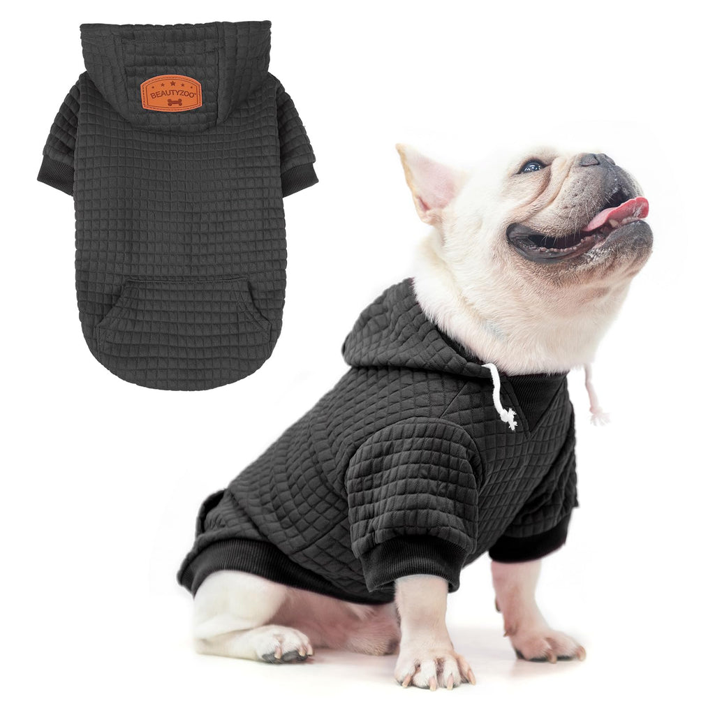 BEAUTYZOO Dog Hoodie for Small Medium Large Dogs, Winter Fall Warm Dog Clothes for Puppy S M Sized Dogs Girl Boy, Dog Sweater Shirt Hoodies with Pocket Bulldog Pitbull Cat Clothing Coat M (Back: 16",Chest: 22", Neck: 13") Black