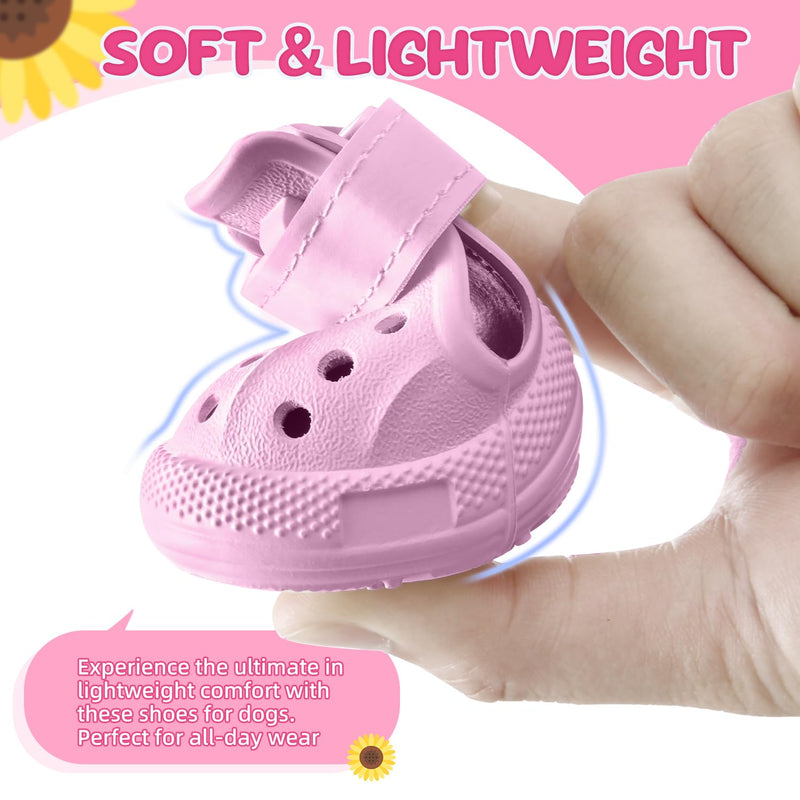 Nasjac Dog Shoes for Hot Pavement - Breathable Dog Sandals with Non Slip Soles & Reflective Straps, Easy ON & Off, Easy-Clean Summer Outdoor Pet Boots for Small Medium Large Dogs, Pink, 7 #7 (Width 2.36 in) for 38-58 lbs - PawsPlanet Australia