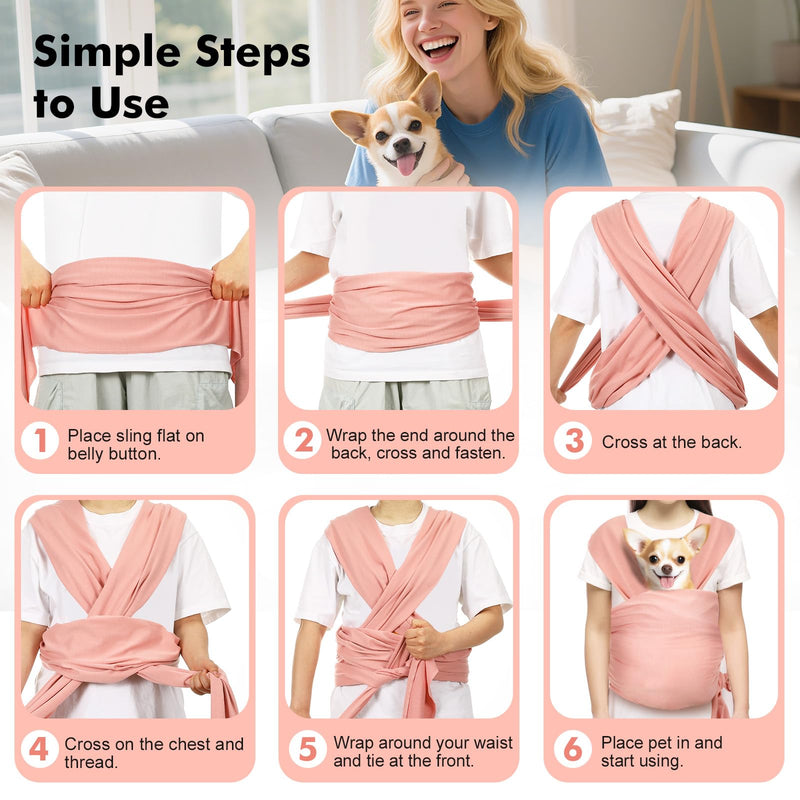 Pawaboo Pet Sling Carrier for Small Dogs and Cats, Hands Free Dog Carriers Sling, Anti-Anxious Soft Cotton Front Facing Cat Carrier Papoose, Puppy Kitten Pouch Reduce Back Neck Pain, Pink - PawsPlanet Australia