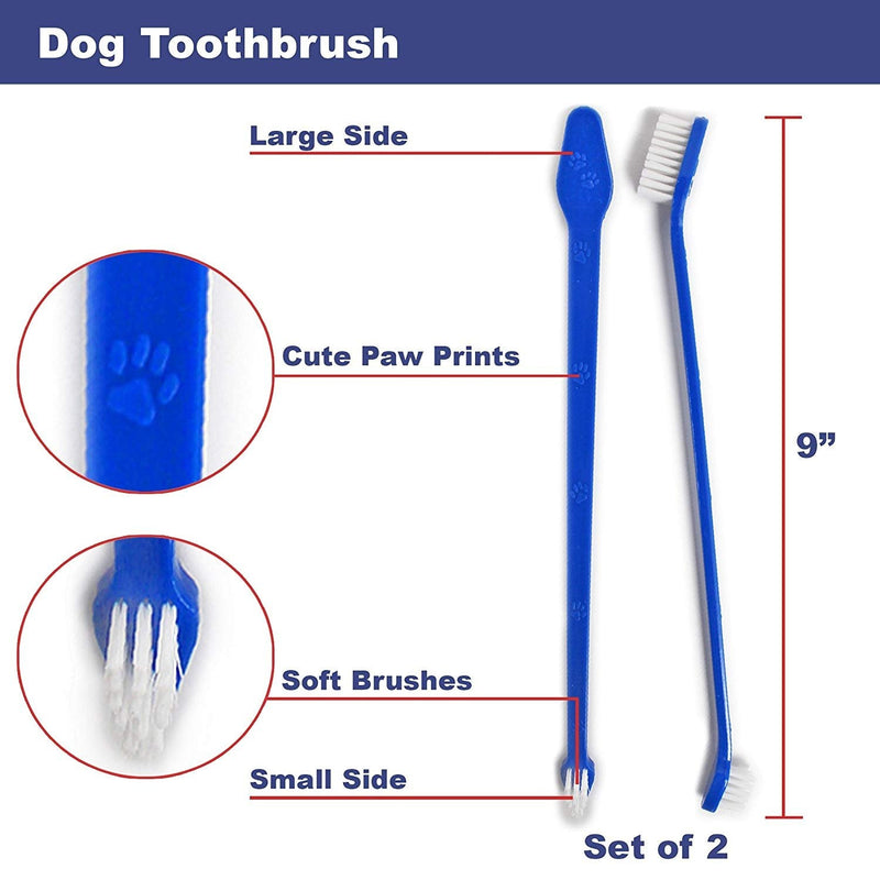 Pets First Softest Bristle Dog Toothbrush Extra Large Long Double Sided for Small & Large Teeth - Set of 2, Blue. Easy to use Cat Toothbrush Professionally to Avoid Gum Disease for Your Canine - PawsPlanet Australia