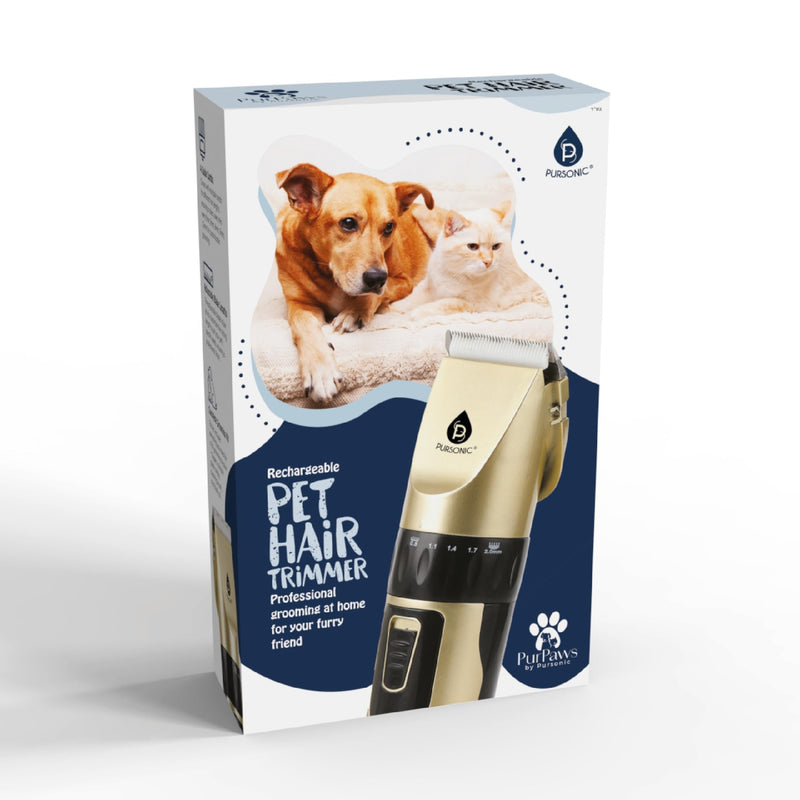 Pursonic Rechargeable Dog Clippers for Grooming – Professional Pet Clippers for Dogs & Cats, Quiet Pet Hair Trimmer with Adjustable Blades and Guide Combs - PawsPlanet Australia