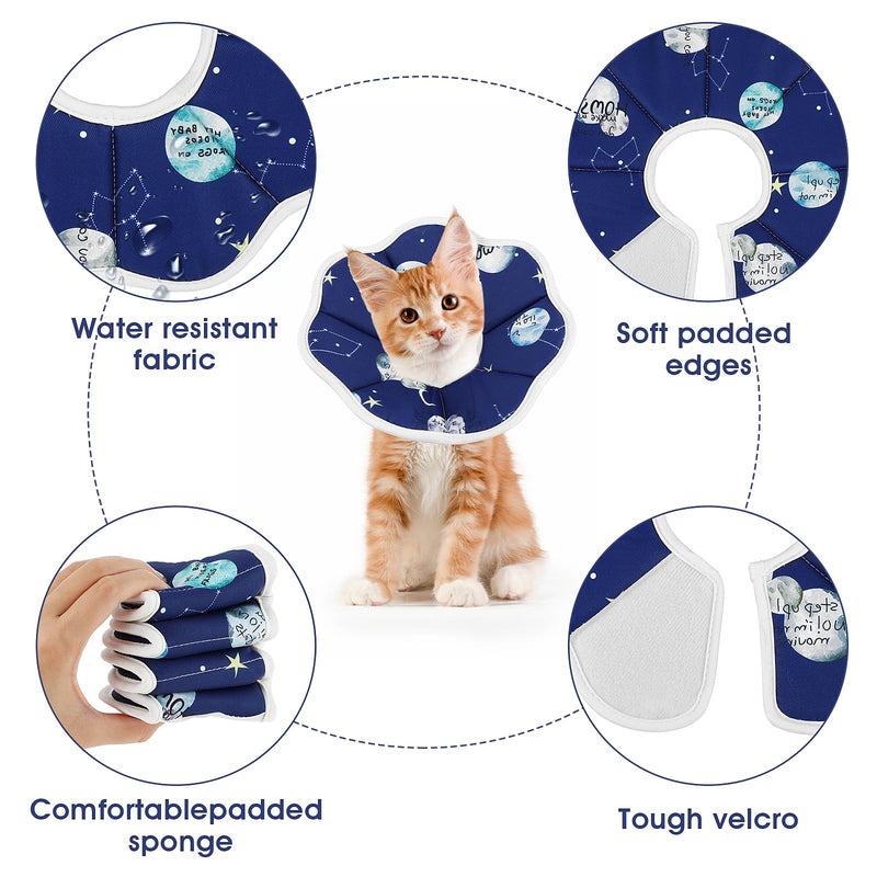 Cobee Soft Cat Cone Collar, Protective Cute Small Cat Recovery Collar Adjustable Fasteners Collars for Kittens Cats E-Collars After Surgery Wound Healing, Fit 6.3"-9" Neck Circumference(Constellation) Constellation - PawsPlanet Australia