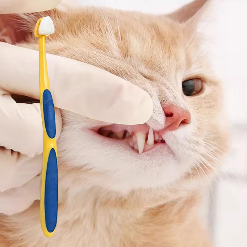 Toothbrush for cats, gum care and bath accessories, pet toothbrush | for hygiene and health, suitable for puppies, kittens, seniors, small and large breeds as well as pets. Triangular toothbrush