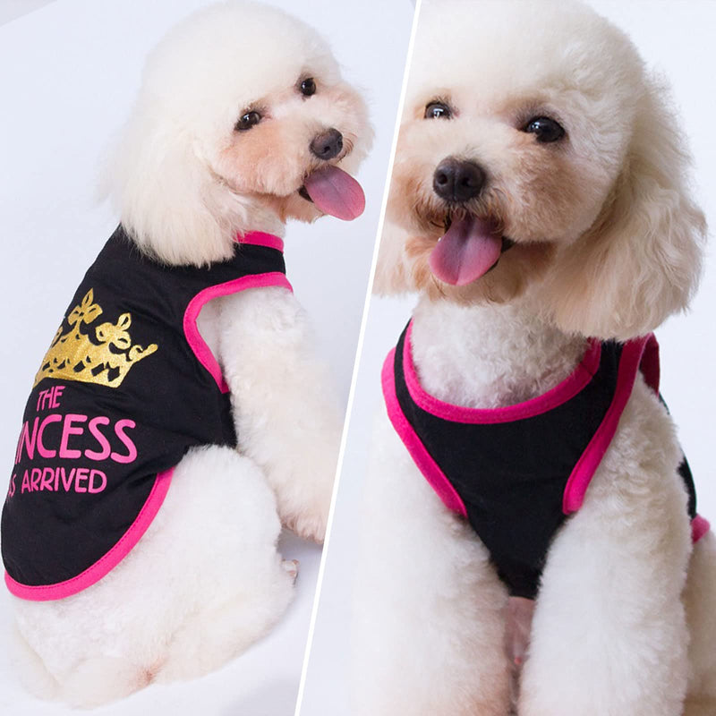 3 Pack Dog Shirts for Small Dogs Dog Outfits Dog Tshirt Cotton Sleeveles Small Dog Clothes for Girl Chihuahua French Bulldog Dachshund Clothes The Printed Prince Pink,Red,Black, M Medium （ suggest chest less than15'') princess - PawsPlanet Australia