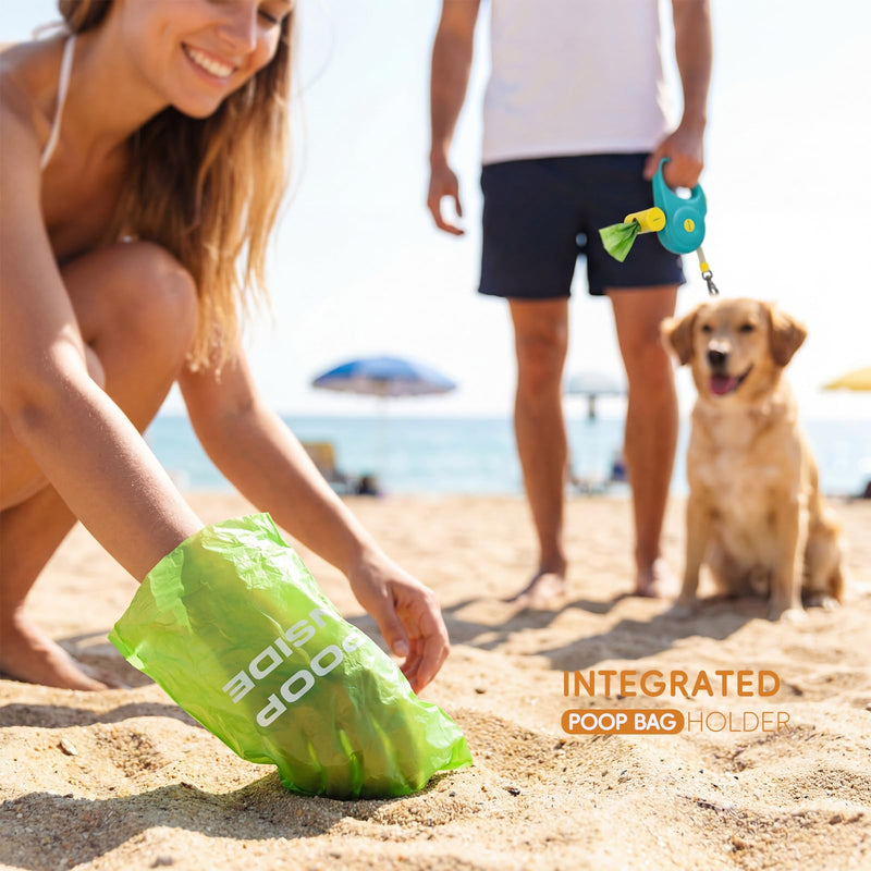 Retractable Dog Leash 16FT for Small & Medium Dogs, Sturdy Heavy-Duty Nylon Tape with Secure Locking Carabiner & Poop Bag Holder, Smooth One-Hand Control, Anti-Slip Handle, Tangle-Free Design (Green) Green 16 ft - PawsPlanet Australia