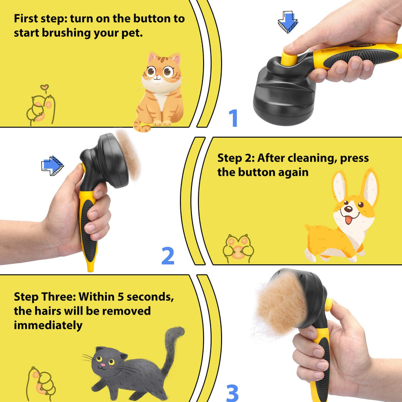 [2in1]Cat Brush/Dog Brush, Self Cleaning Dog Grooming Brush&Undercoat Rake Dog, Professional Dog Brushes for Grooming - Removes 90% of Loose Undercoat,Suitable for Medium and Long Haired Dogs Cats - PawsPlanet Australia