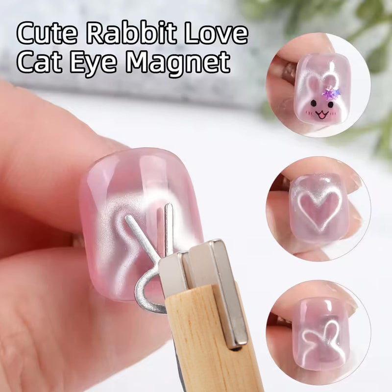 4 In 1 Cat Eye Magnet For Nails With Y-Shape And Bunny Mold For Heart And Bunny Cat Eye Pattern Nail Magnet Set For Nail Art,Multifunctional Nail Polish Magnet, Strong Magnet For Nails - PawsPlanet Australia