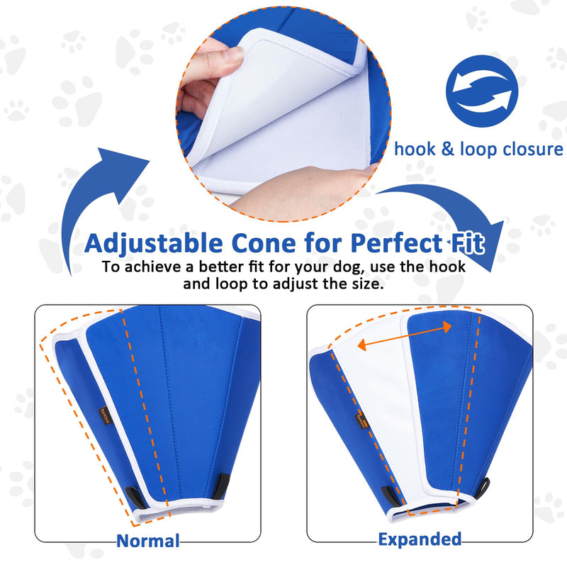 BARKLESS Dog Cone Collar, Soft Cone for Dogs After Surgery to Stop Licking, Alternative to Cone of Shame for Large Medium Small Dogs, Adjustable Elizabethan Collar, Ideal for Neuter and Wound Care Blue L