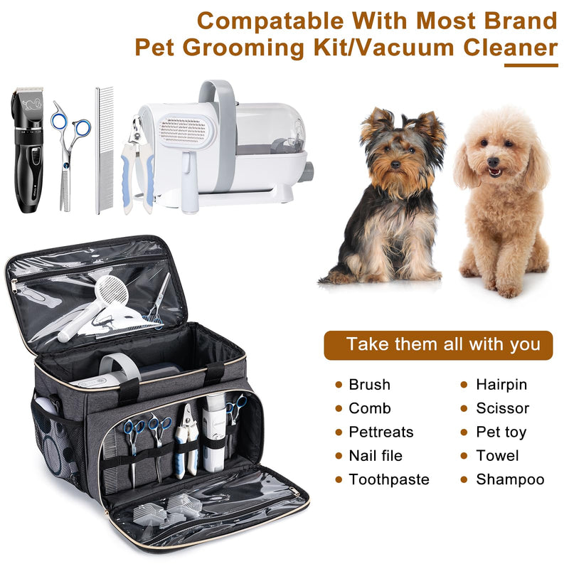 Dog Grooming Vacuum Bag, Pet Grooming Kit Bag Perfect for Dog Hair Vacuum & Grooming Tool Kit Accessories- Grey Gray - PawsPlanet Australia
