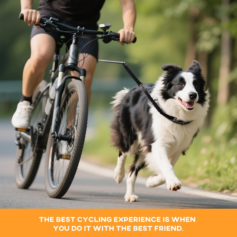 Hands Free Dog Bike Leash - Heavy Duty Bicycle Attachment with Quick Connect & Buffer Rope, Fit Leash for Medium Large Dogs - Cycling, Jogging, Outdoor Exercise (Black) - PawsPlanet Australia