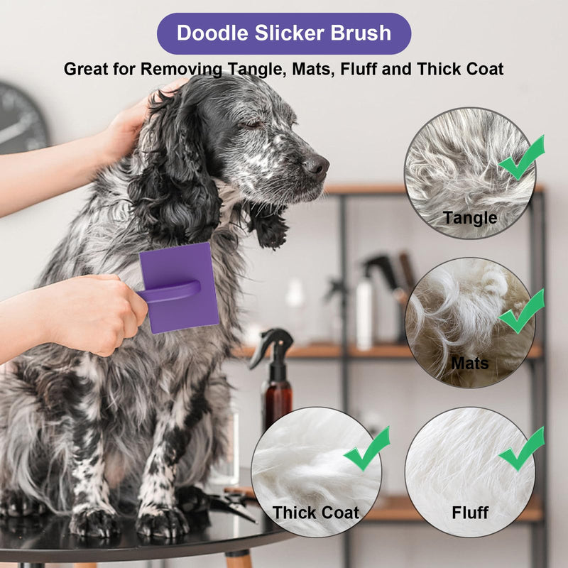 Dog Slicker Brush,Professional Doodle Brush,Extra Long Pin Large Dog Brush for Grooming Long Haired Dogs(Poodles,Goldendoodles,Labradoodles),Easy to Remove Loose Fur,Tangles,Mats,Fluff,Purple Purple - PawsPlanet Australia
