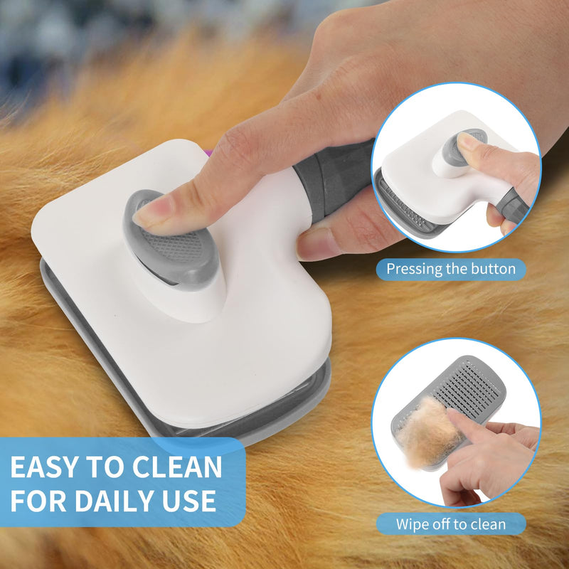 9 Pcs Pet Grooming Brush Set for Shedding, Professional Cats Dogs Long Hair Brush Nail Clipper And File Grooming Kit Self Cleanup Deshedding Multifunctional for Dogs Cats (Grey) Grey - PawsPlanet Australia