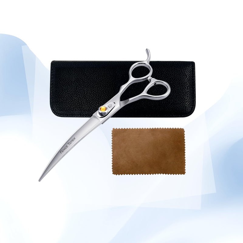 Fenice Professional Dog Grooming Scissors: 7 inch Curves Shears for Dogs Trimming Made Of Japanese 440C Stainless Steel Yellow Diamond Curved 7.0 inch - PawsPlanet Australia
