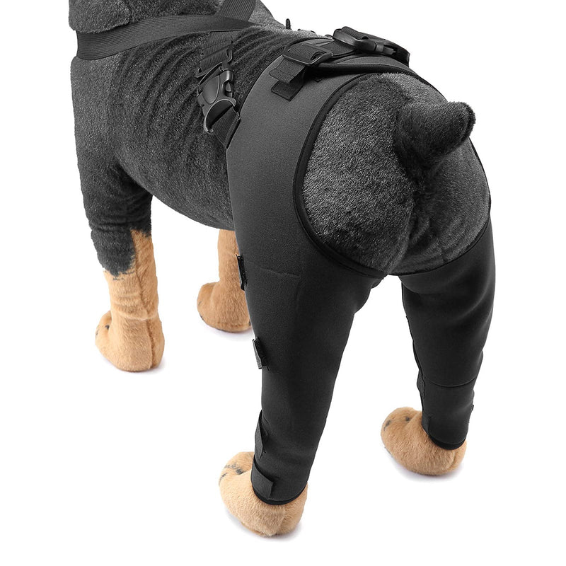 SMALLLEE_LUCKY_STORE Dog Knee Brace for Back Leg Torn ACL Neoprene Canine Stifle Support Hip Hock Joint Compression Wrap Sprains Injury Protection Loss of Stability from Arthritis Relieve Pain L