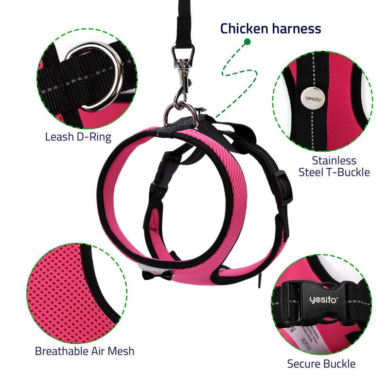 Adjustable Chicken Harness Diaper (5.4ft Leash) – Breathable & Washable Secure Training for Hens, Ducks & Chicks | Outdoor Walking & Discipline Solution (Months, Pink) Medium