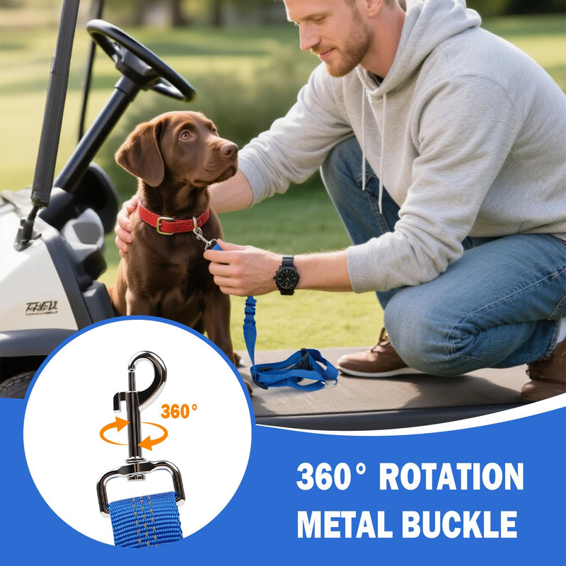 Dog Seat Belt Tether for Golf Cart, Adjustable Golf Dog Collar Leash for Car, Pet Dog Seat Belt Harness for Golf Cart Pet Safety Protection to Prevent Accidental Injury (Blue) Blue - PawsPlanet Australia