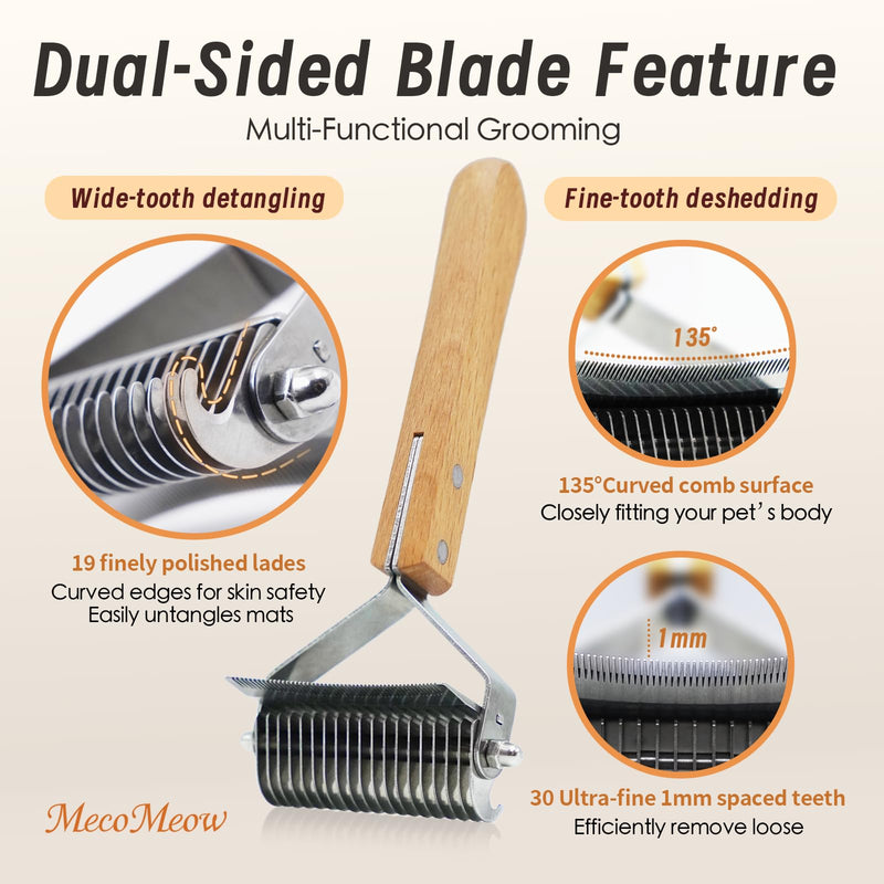 3 in 1 Undercoat Rake for Dogs - Professional Pet Dematting & Deshedding, Efficiently Remove Loose Hair & Matted Fur, Professional Shedding Comb for Indoor & Long Haired Cats Dogs