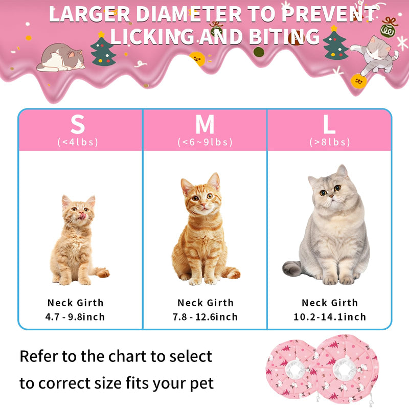 Soft Cat Cone Collar for Cats, Adjustable Recovery Collar with Cute Pink Pattern, Waterproof & Dirt-Proof, 2-Way Wear, Prevents Licking & Scratching,Cat Cone Collar Soft, Dog Cones for Small Dogs,(L) L