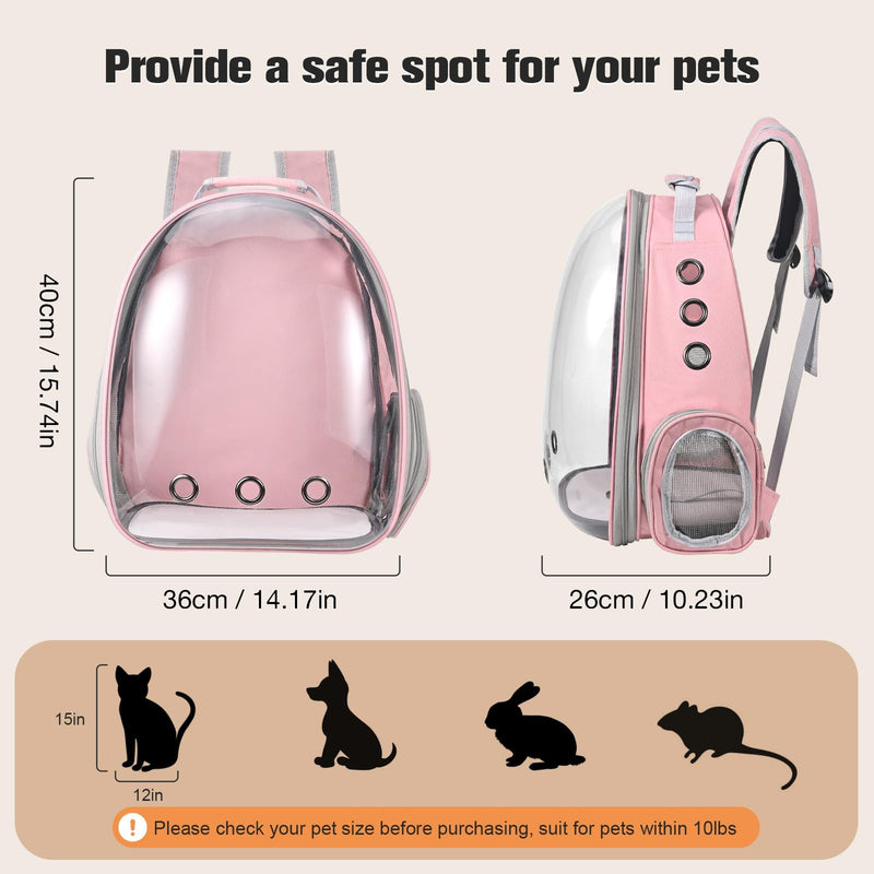 Cat Carrier Backpack, Pet Carrier Backpack Front Pack for Small Medium Cat Puppy Dog Carrier Backpack Bag Space Capsule, Airline-Approved Pet Carrier for Travel Hiking Walking Camping (Pink) Pink - PawsPlanet Australia
