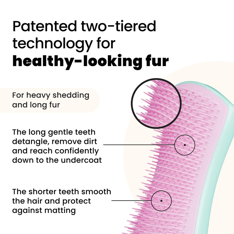 Tangle Teezer Large Pet Teezer De-Shedding Grooming Brush - Dry or Bath Brush - The Perfect Deshedding Brush for Dogs - Mint & Pink - PawsPlanet Australia
