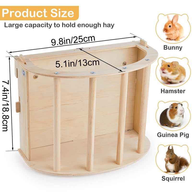 Guinea Pig Hay Feeder Wooden Rabbit Hay Feeder Big Volume Bunny Hay Holder Hanging Hay Rack with Instructions Guinea Pig Cages Accessories for Chinchilla and Ferret, Rabbit Cage Accessories 1 PACK Wood color - PawsPlanet Australia