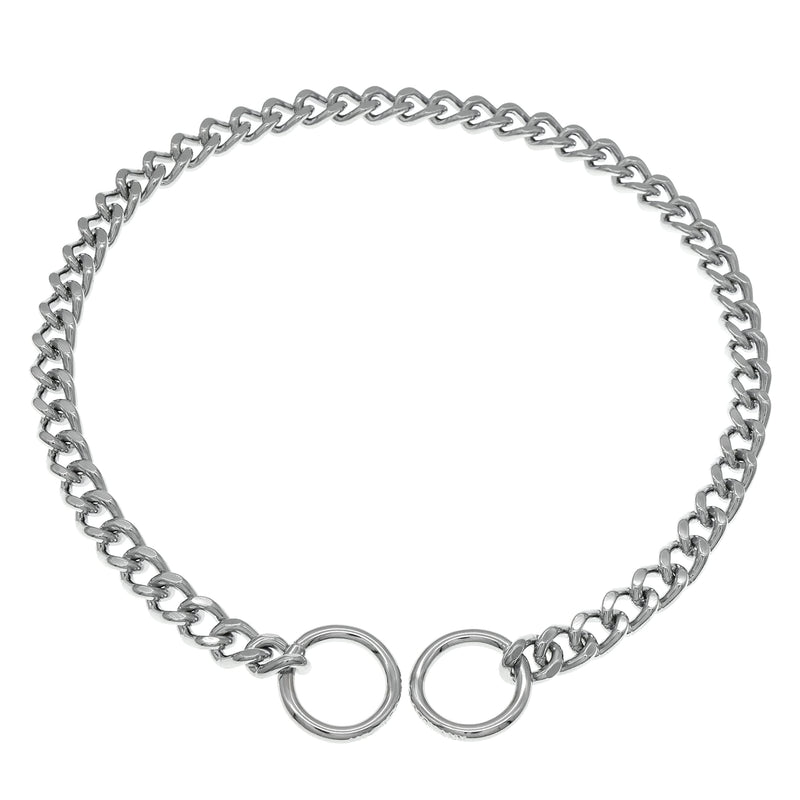 Herm Sprenger Chrome Plated Steel Dog Collar with Flat Narrow Links 4.0mm and Two O-Rings Choke Chain | Medium Large Dogs Professional Training Collar Correction Chain Made in Germany (20in (50cm)) 20in (50cm) - PawsPlanet Australia