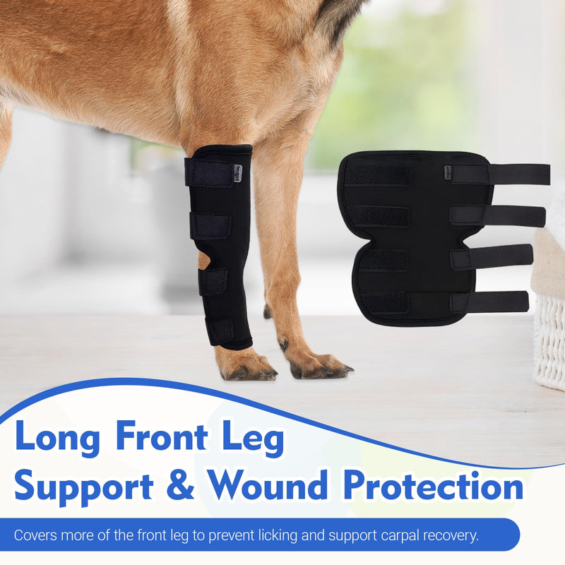Dog lick protection hind leg knee brace, breathable dog bandage for hind leg and knee, soft and snug fit for protection and support of healing, for all dog breeds, black