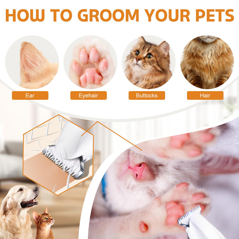 Dog Paw Trimmer, Multifunctional Pet Micro Precision Trimmer, Electric Dog Paw Hair Trimmer,Waterproof Rechargeable with LED Light, Low Noise Paw Fur Trimmer, for Dogs Cats Hair Trimming - PawsPlanet Australia