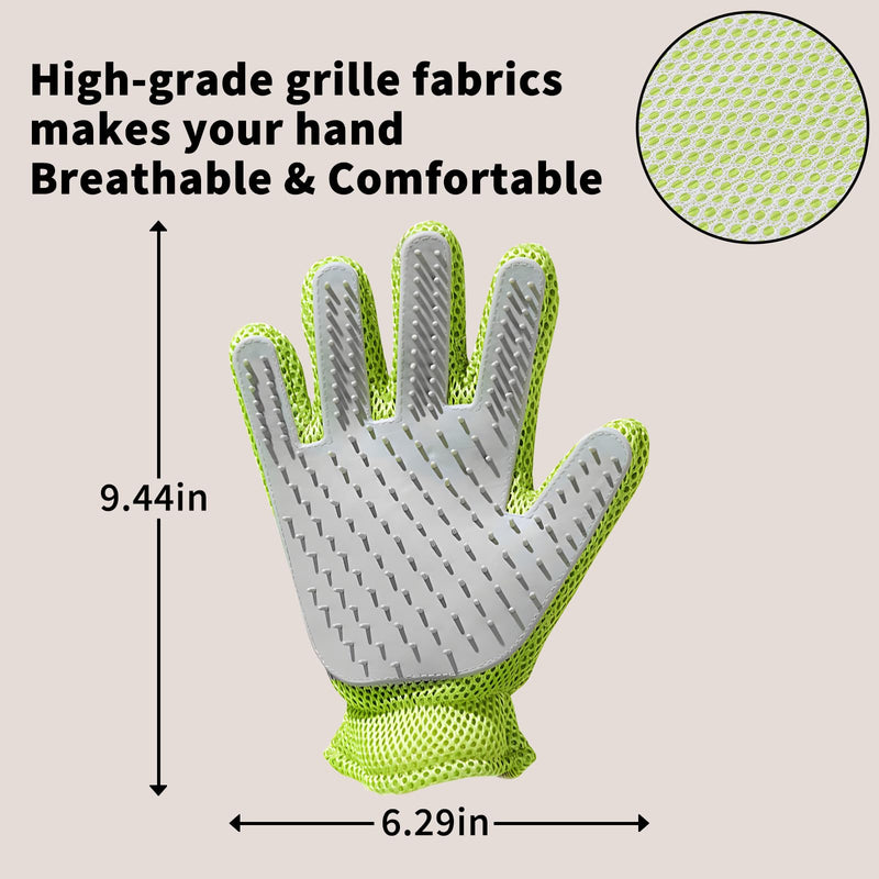 2 in 1 Pet Grooming Gloves - Cat and Dog Glove Brush, High Efficiency Pet Hair Removal Massage Glove, Clean Hair on Both Sides (Green /1 Piece) Green avocados - PawsPlanet Australia