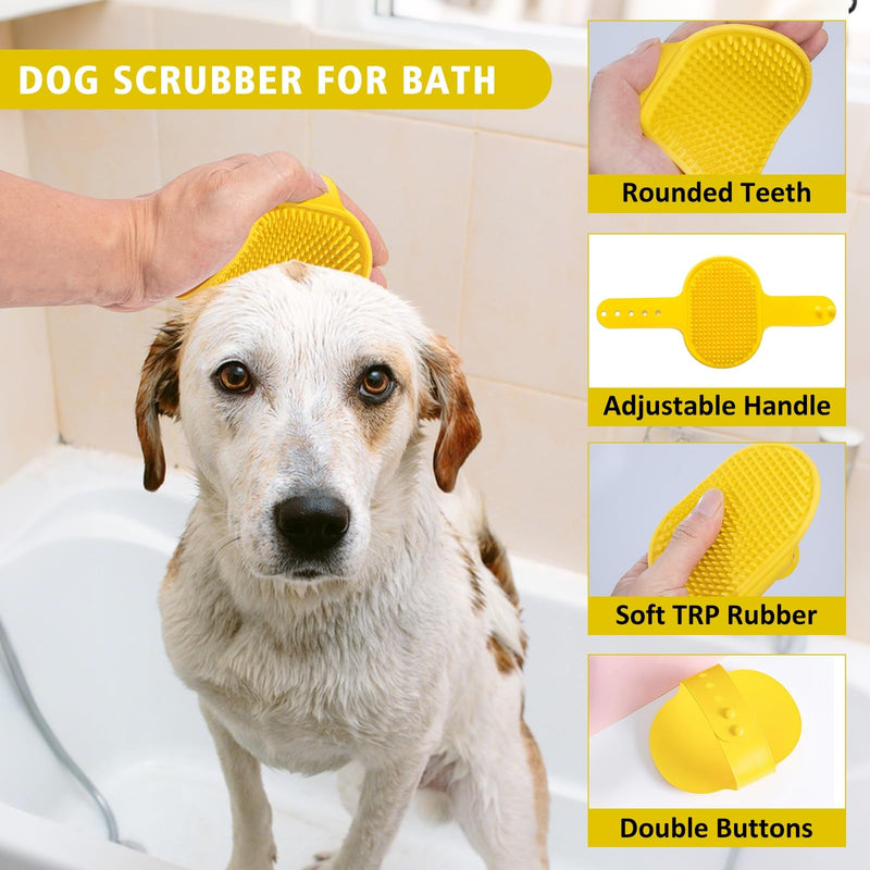 9 Piece Bath Grooming Kit for Pets - Dog Bath Brush Kit Slicker Hair Brush Set with Pet Nail Clipper and File Comb for Shedding Bathing 9Pcs - PawsPlanet Australia
