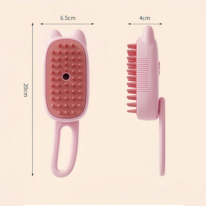 BoBow Pet Steam Brush for Dog & Cat – 3-in-1 Spritz Pet Spray Hair Removal Comb – Steam for Shedding & Grooming – Water Brush for Long & Short Haired Pets – Spritz Defur Comb (Beige) Beige - PawsPlanet Australia