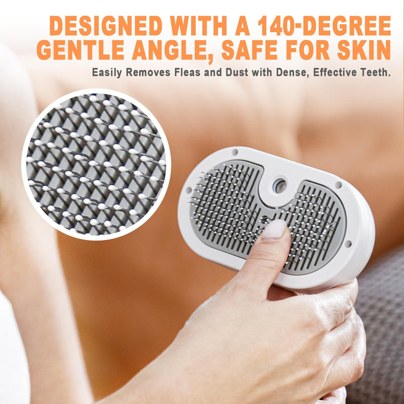 Cat Steam Brush for Cats & Dogs,3-in-1 Self Cleaning Pet Grooming Brush with One-Click Hair Release Button, Anti-Static Deshedding & Detangling Cat Hair Brush, Stainless Steel Bristles,Long/Short Hair White