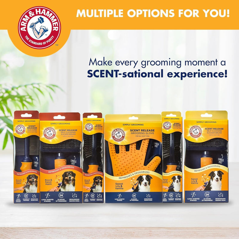 Arm & Hammer Deodorizing Pin & Bristle Dog Grooming Brush with Fragrance Transfer Technology – Scented 2-in-1 Dog Brush for Detangling & Shedding, Pet Brushes for Dogs, Sweet Lily & Vanilla - 2 Pack Pin/Bristle Duo Brush - Sweet Lily & Vanilla 2-Pack