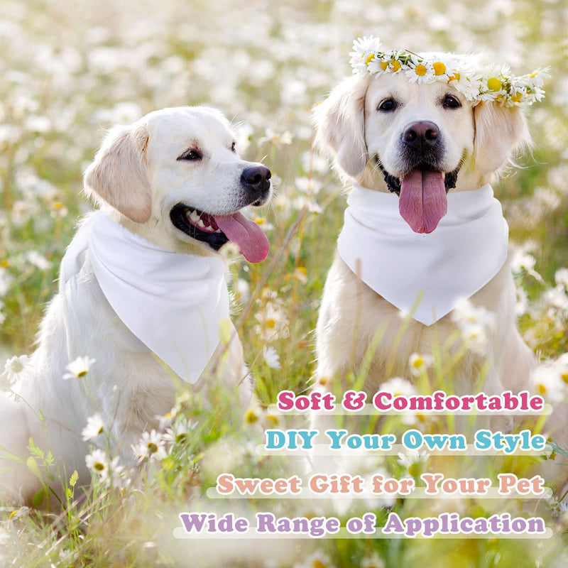 Kacctyen 100 Pcs Sublimation Blank Dog Bandanas Heat Transfer Washable Triangle Scarf DIY Sublimation PET Bandana Bib Kerchief Puppy Accessories for Dogs Cat, White(24.4 x 16.54 Inch) 24.4 x 16.54 Inch - PawsPlanet Australia