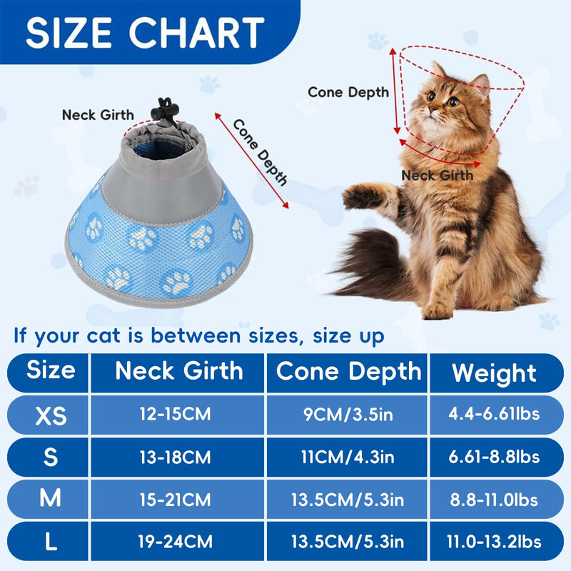 Flintronic Cat Cone Collar Soft, Adjustable Cat Recovery Collars & Cones to Stop Licking After Surgery, Pet Recovery Collar, Suitable for Pet Medical for Rehabilitation Wound Healing (M) M (Neck:15-21CM)