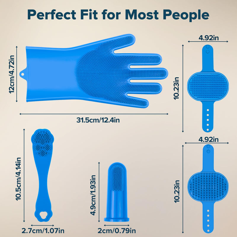 6PCS Pet Grooming Kit for Dogs,Cats and Horses | Dog Washing Gloves | Dog Bath Brush | Dog Bath Gloves | Dog Shampoo Brush | Pet Grooming Gloves | Dog Bath Supplies (Navy Blue) A-Navy Blue - PawsPlanet Australia