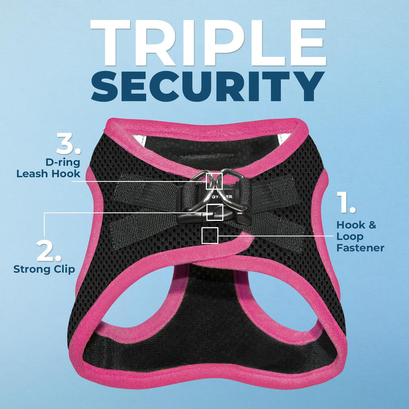 Best Pet Supplies Voyager Step-in Air All Weather Mesh Harness and Reflective Dog 5 ft Leash Combo with Neoprene Handle, for Small, Medium and Large Breed Puppies - Black/Pink Trim, Small - PawsPlanet Australia