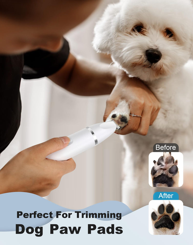 3 in 1 Small Dog Grooming Kit, 2 Speed Rechargeable Dog Hair Clippers with Guards, Low Noise Electric Dog Paw Trimmer & Nail Grinder, Cordless Pet Shaver for Cats and Small Dogs(White) White - PawsPlanet Australia
