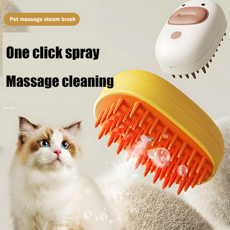 Cat Steam Brush,3 In 1 Steamy Pet Brush with Release Button and Tank,Pet Spa Brush for Dogs Cats,Self Cleaning Steam Cat Brush for Removing Tangled and Loose Hair (white) white - PawsPlanet Australia