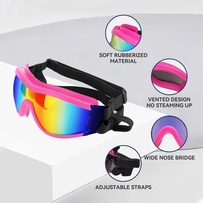 Dog Goggles and Helmet Set - Anti-dust UV Protection Sunglasses, Durable Motorcycle Helmet With Ear Hole, Adjustable Pet Glasses for Medium to Large Dogs - Pink - PawsPlanet Australia