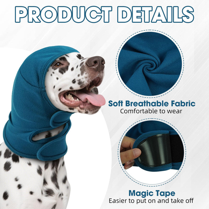 IECOii Dog Snood Ear Protector,Adjustable Ear Wrap for Dogs,Soft Dog Ears Head Covers for Noise Reduction & Anxiety Relief,DogsEar Flap Wrap for Ears Hematoma Grooming Firework Force Drying,Blue,S Small（Neck circumference:11.8") Blue
