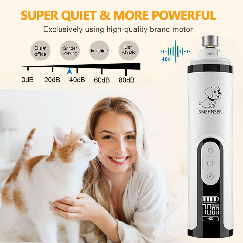 2026 Upgraded Silent Groom Pro Nail Grinder - 3-Speed Cordless Grooming Pro Nail Grinder, Pet Nail Trimmer with 2 LED Light,USB-C Rechargeable & 2 Grinding Wheels for Small Medium Large Dogs and Cats 1pc