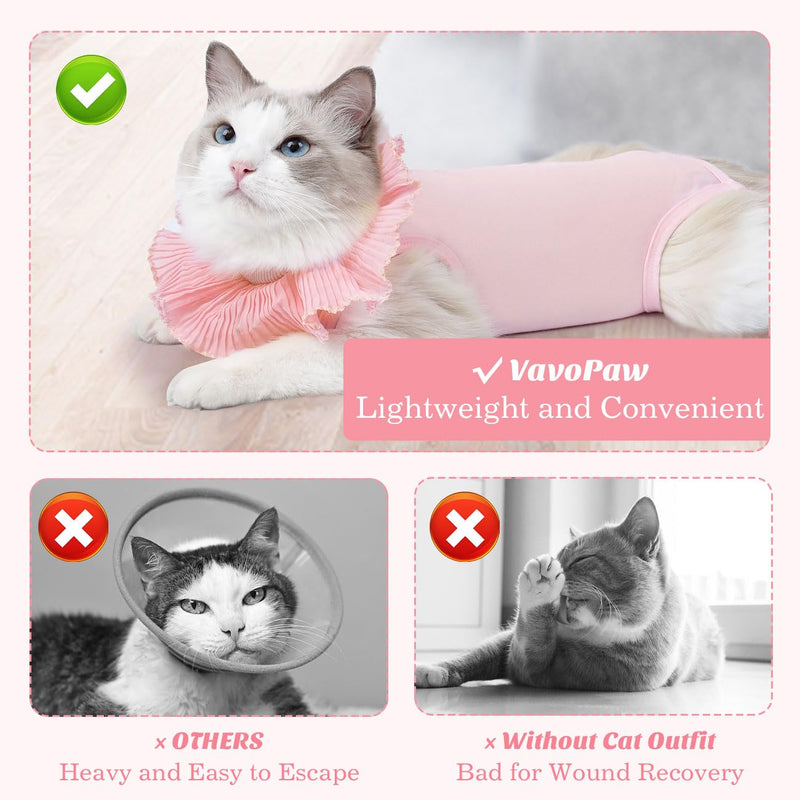 Cat Surgery Recovery Suit for Female Cat, Breathable Surgical Recovery Shirt for Abdominal Wounds Skin Diseases After Surgery, Soft Fabric Kitten Onesie, E-Collar Alternative for Cats, M Pink Medium - PawsPlanet Australia