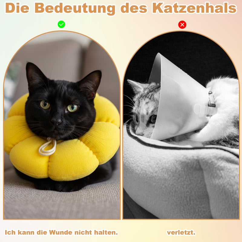 Cat Neck Brace, Pack of 2, Yellow and Grey, Soft and Breathable Material, for Cats and Small Dogs, 22 x 23 cm