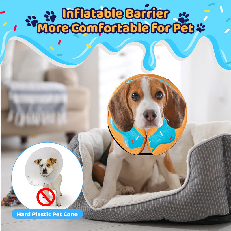 Grand Line Donut Inflatable Collar for Dogs and Cats, Soft Recovery Dog Cone After Surgery, Protective Pet Neck Cone for Small, Medium, Large Dogs, Not Block Vision (Blue, M) Blue Donut Medium (Neck:9"-12") - PawsPlanet Australia
