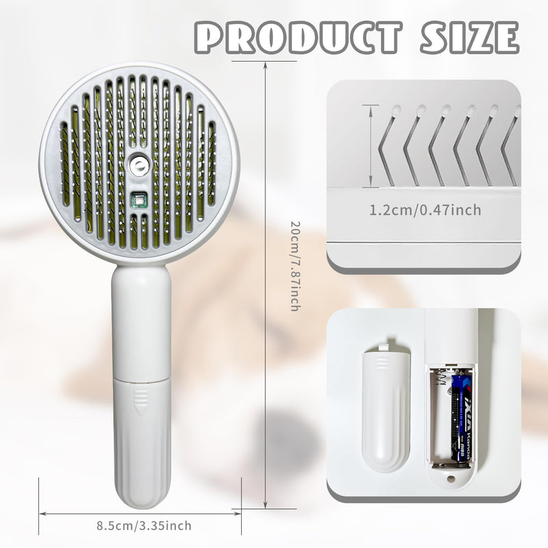 3-in-1 Steam Brush for Cats & Dogs – Hair Removal Comb with One-Click Release & Water Spray – Grooming Brush for Shedding, Long/Short Hair (white brushs) white brushs - PawsPlanet Australia