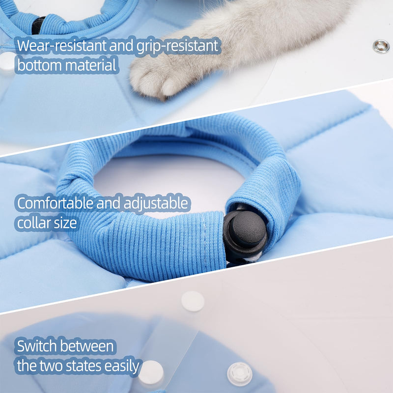 KUDES Dual Layer Cat Cone, Dual-Purpose Model Lightweight All-Around Protective Neck After Surgery E Collar to Wound (Blue M (7.8inch- 13.3inch)) Blue M (7.8inch- 13.3inch) - PawsPlanet Australia